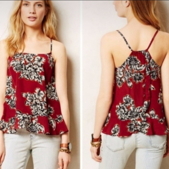 Anthropologie Tops - Maeve Anthro Zaballa red floral cami tank TB5